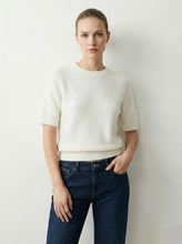 Short Sleeve Baby Alpaca Sweater - Electric Blue