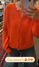 SUPER FINE ALPACA SHORT BUTTON CREW NECK CARDIGAN: Tangerine / One size