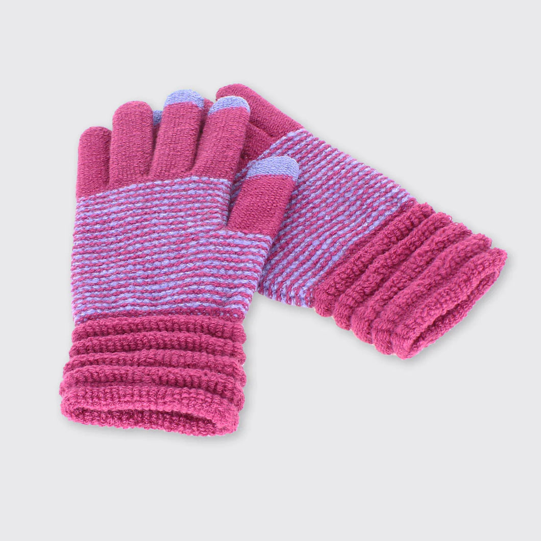 COSY TWO TONE GLOVES - PINK & LILAC