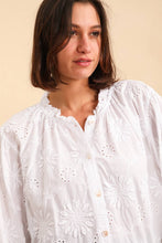 EMBROIDERED BLOUSE IN 100% COTTON: White / One size