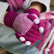 COSY TWO TONE GLOVES - PURPLE & GREY