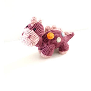 Crochet Baby Toy Dinosaur rattle-steggi soft purple