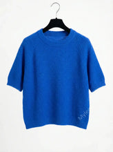 Short Sleeve Baby Alpaca Sweater - Electric Blue