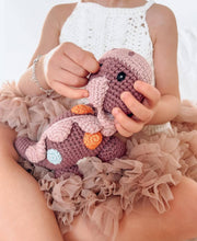 Crochet Baby Toy Dinosaur rattle-steggi soft purple