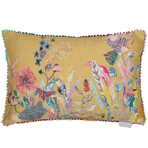 VOYAGE BUTTERFLY CUSHION IN MARIGOLD FEATHER FILLED