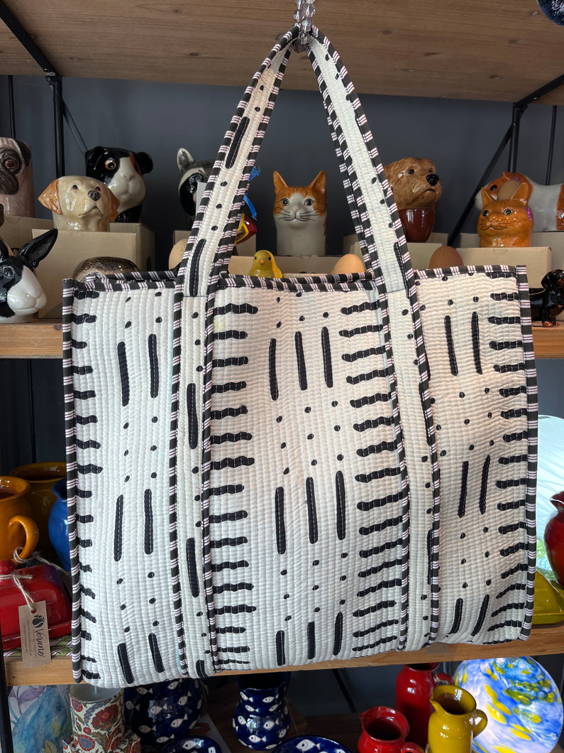 Indian Cotton Tote Bag - Monochrome