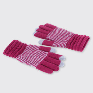 COSY TWO TONE GLOVES - PURPLE & GREY
