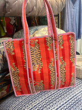 Indian Cotton Tote Bag - Orange Tigers