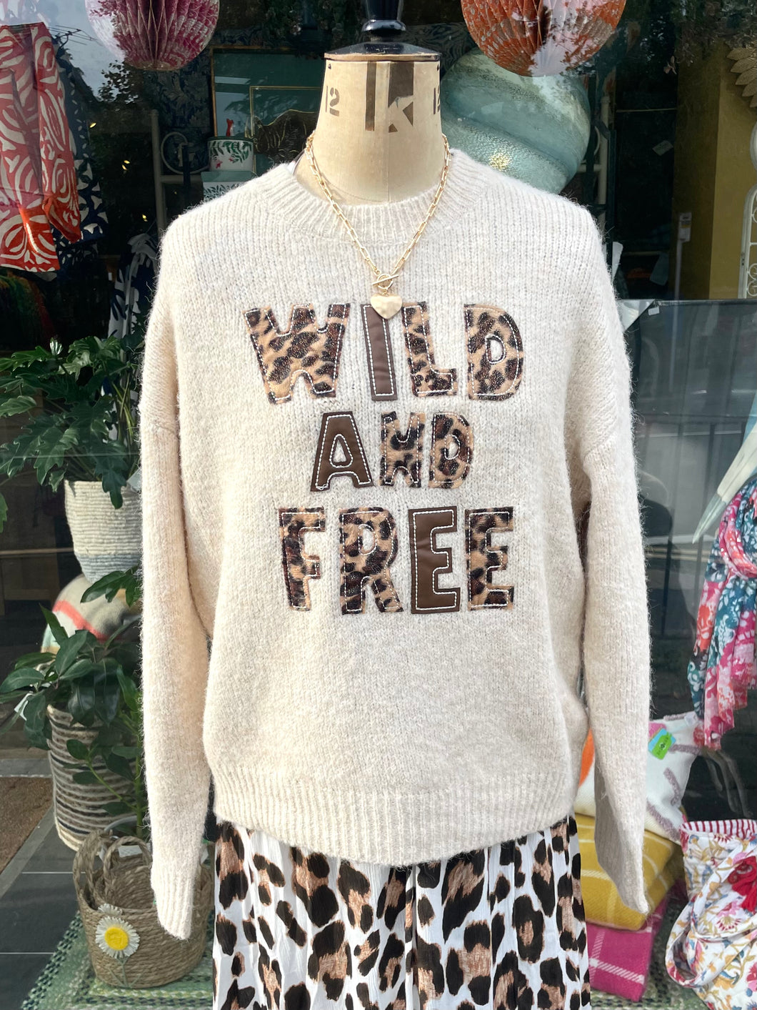 WILD AND FREE JUMPER IN CREAM & ANIMAL