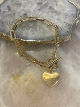 HEART T BAR BRACELET IN GOLD