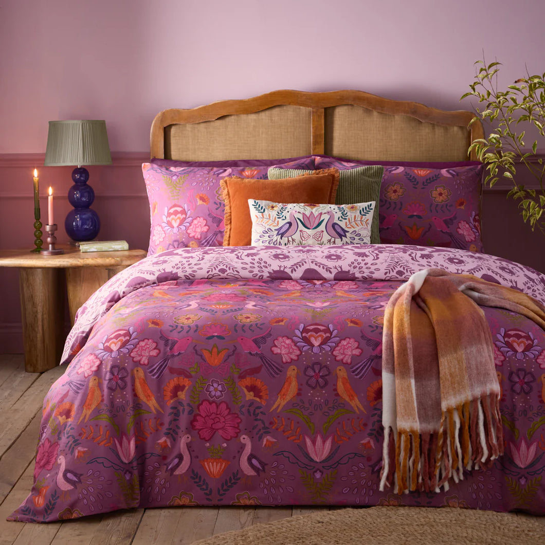 PURPLE BIRDS DUVET SET