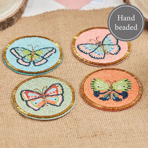 SET OF 4 BEADED BUTTERFLY COASTERS