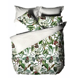 DOUBLE COTTON PERCALE LEAF DESIGN DUVET SET