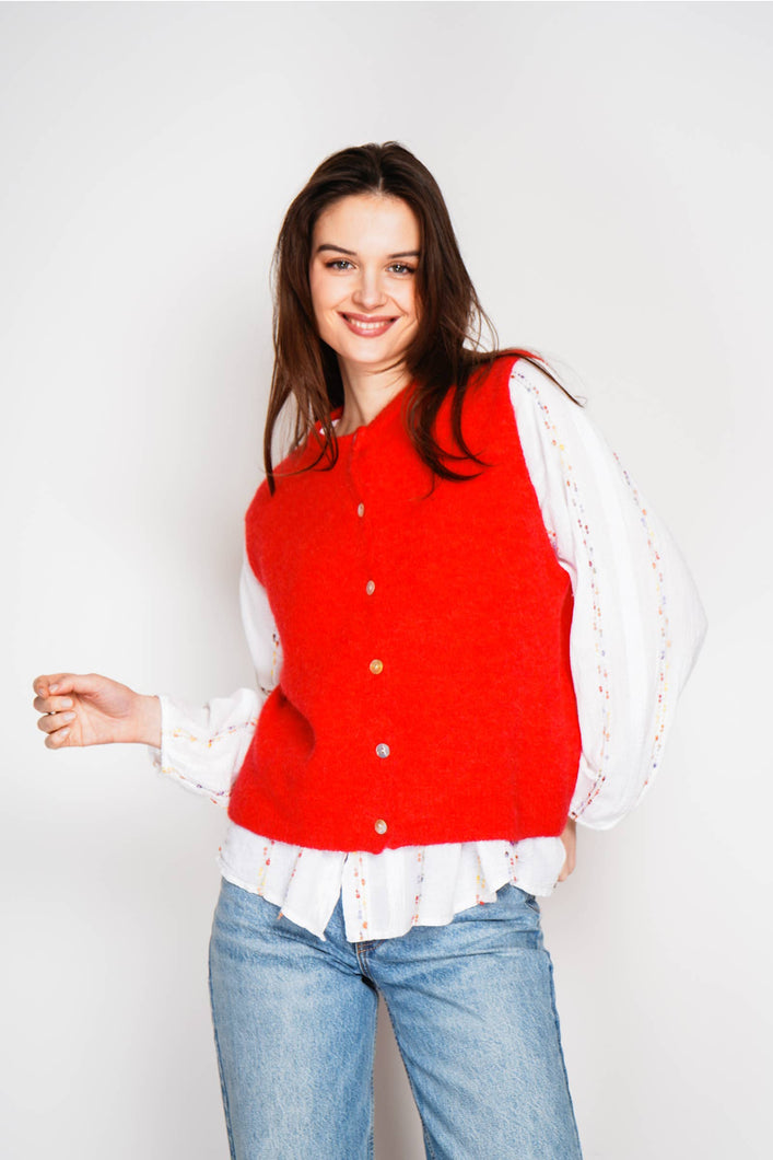 SUPER FINE ALPACA SLEEVELESS CARDIGAN