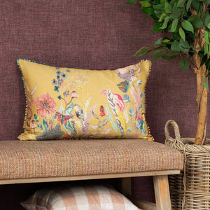 VOYAGE BUTTERFLY CUSHION IN MARIGOLD FEATHER FILLED