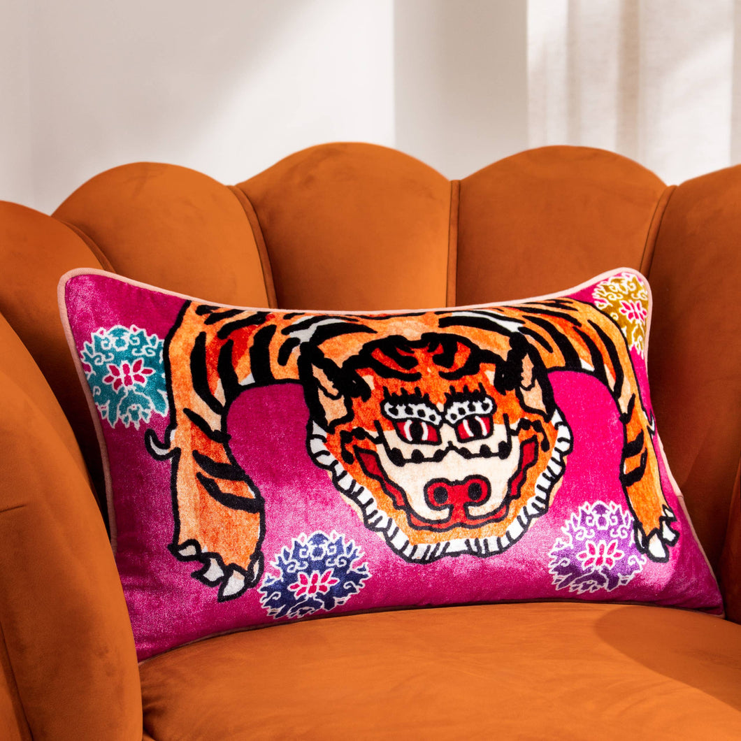 VELVET TIGER CUSHION 30 x 50cm