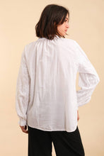 EMBROIDERED BLOUSE IN 100% COTTON: White / One size