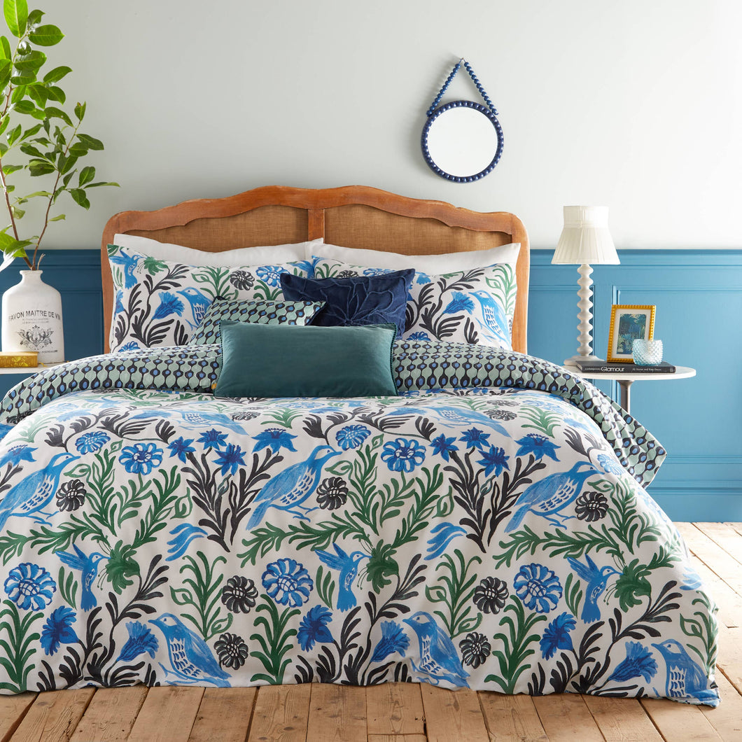 BLUE & GREEN BIRD DUVET SET