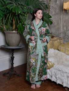 COTTON DRESSING GOWN - GREY LILIES