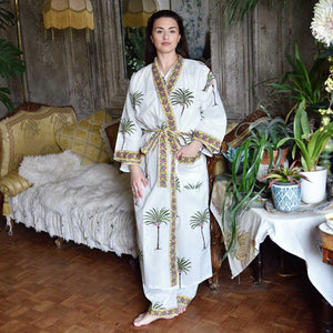 PALM TREES PRINT DRESSING GOWN