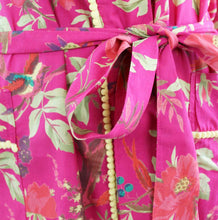 COTTON DRESSING GOWN - FUCHSIA BIRDS OF PARADISE